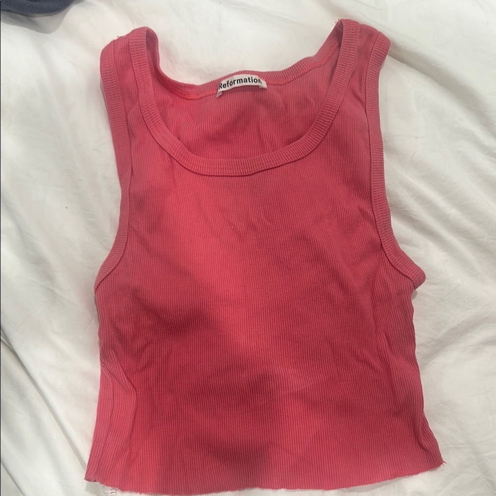 Reformation Pink Ribbed Tank Top